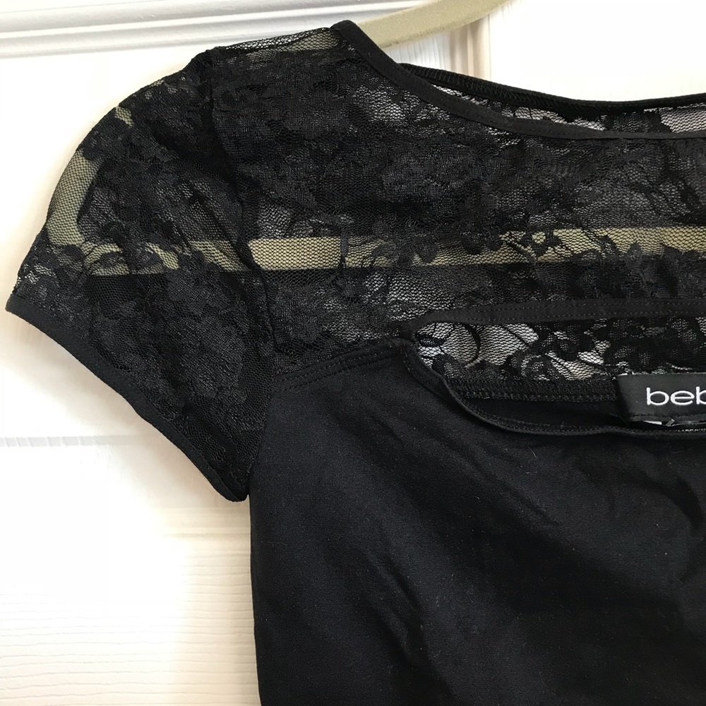 Bebe Seamless Lace Yoke Keyhole Bodysuit P/S